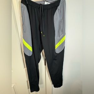Men's Nike Joggers Black, Grey and Neon accents and zipper pockets